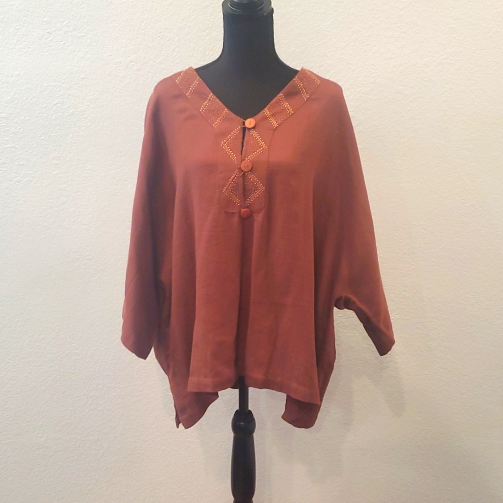 Marketplace Boho, artisan, brown Tunic